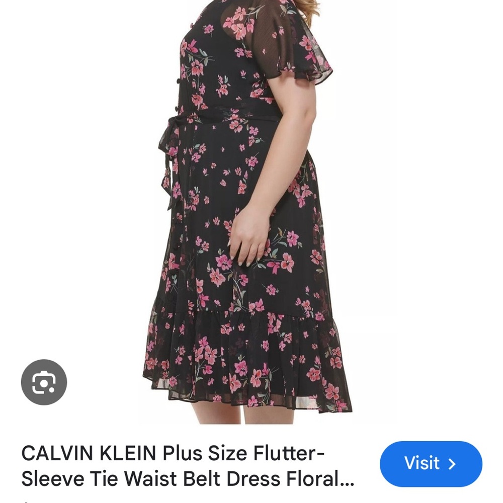 Calvin Klein Pink and Black Ruffled Tiered Midi Dress - Picture 3 of 6